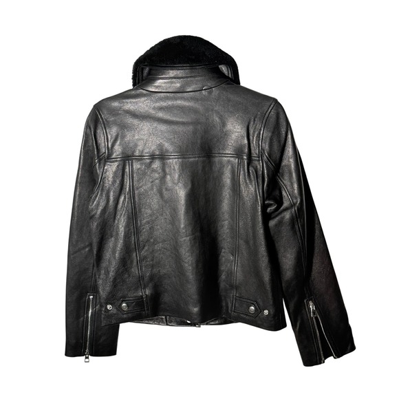 Madewell New Ultimate Leather Moto Jacket Black Lambskin Shearling Collar sz S - Picture 4 of 11